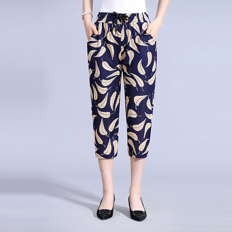 Title 6, Middle-aged And Elderly Ice Silk Cropped Trousers