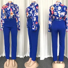 New Cross Border Fashion Two Piece Printing Set In Europe And America - Blue - View 1