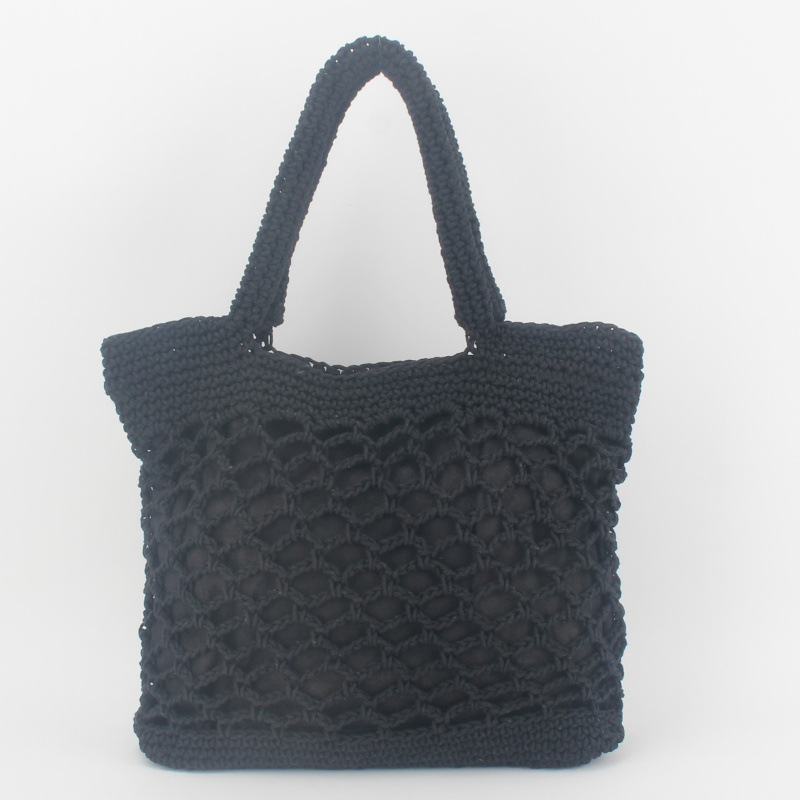New Crochet Beach Handbag for Girls Summer Straw Rope Hollow Out Hand Woven Totes Bag Women Hollow Knitting Handbag