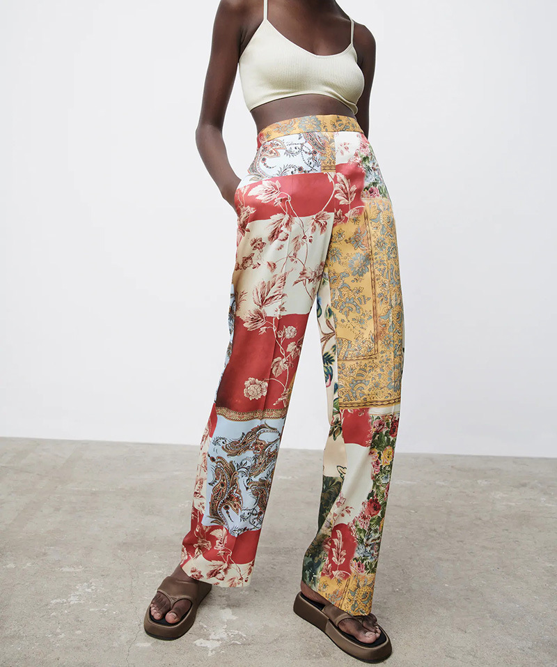 Women'S Ethnic Chiffon Patchwork Collar Print Top