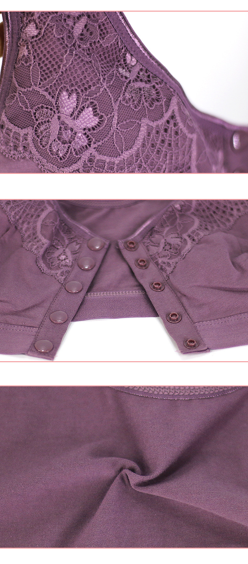 Title 6, Soutien-gorge sexy violet en coton, grande tail...