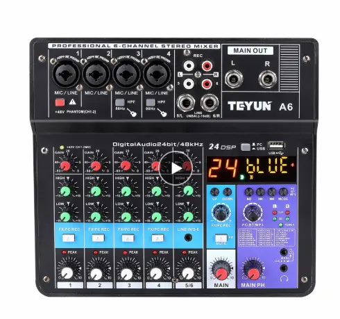 Professional 6-channel Mixer Live Sound Card All-in-one