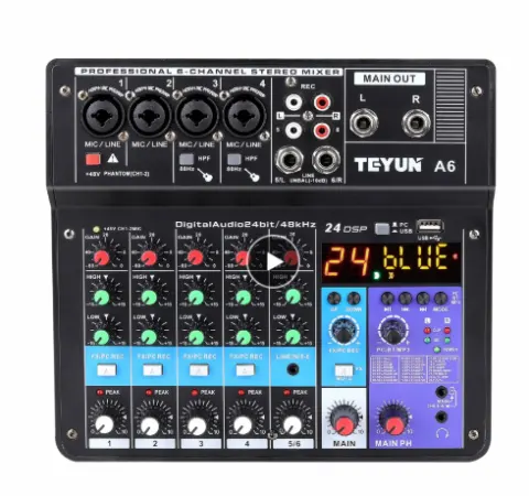 Professional 6-channel Mixer Live Sound Card All-in-one Multi-function Mobile