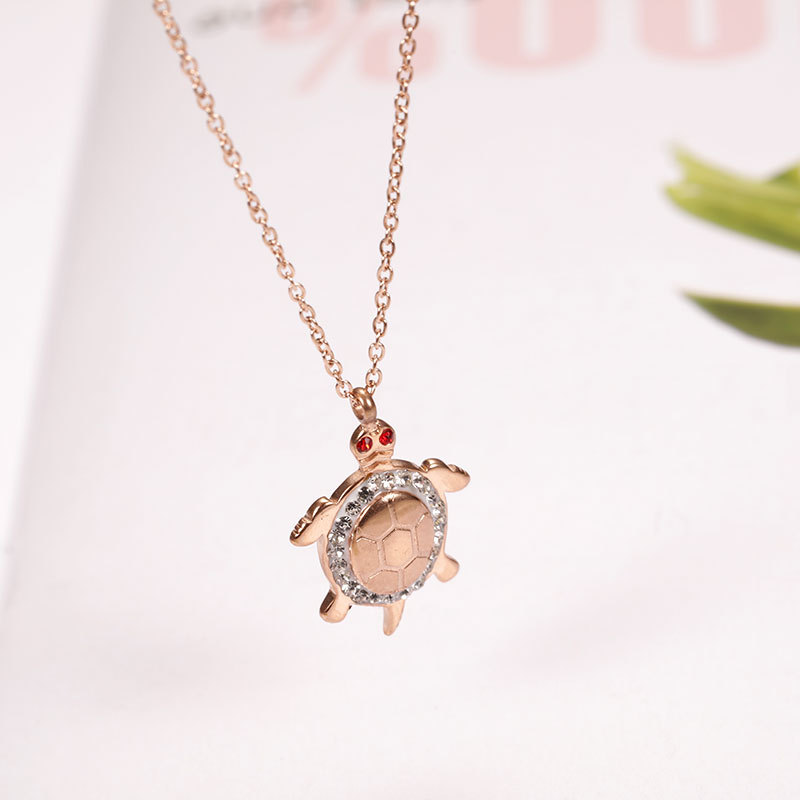 Little Tortoise Diamond Necklace in Titanium Steel