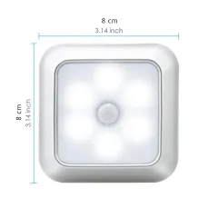 New Arrivals Battery 6Led Square Motion Sensor Night Light PIR Induction Under Cabinet Lights Stairs Kitchen Closet Lamp - White - View 1