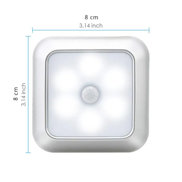 New Arrivals Battery 6Led Square Motion Sensor Night Light PIR Induction Under Cabinet Lights Stairs Kitchen Closet Lamp White - Shop at LoveMi