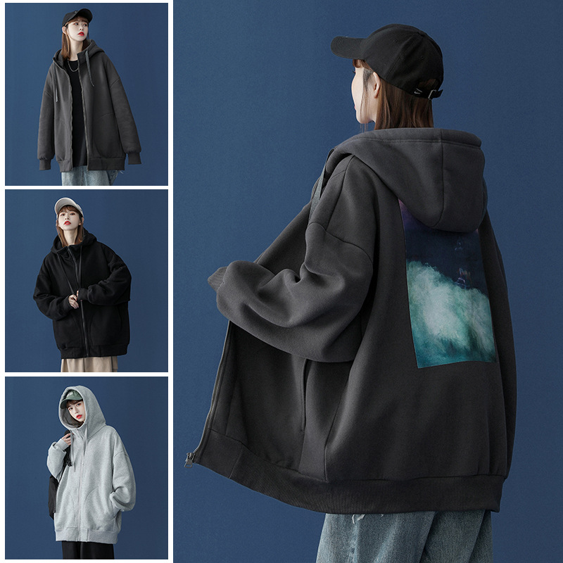 Spring Hooded Cardigan Sweater Women'S Unisex Style Trendy Couples Jacket Coat Spring hooded cardigan sweater women's unisex style trendy couples jacket coat