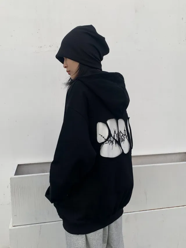 Hooded Korean Style Trendy Student Loose Top Black - Shop at LoveMi