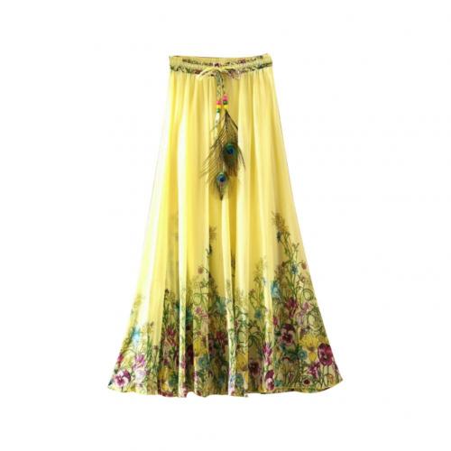 Big Swing Beach Skirt Floral Chiffon Yellow - Shop at LoveMi
