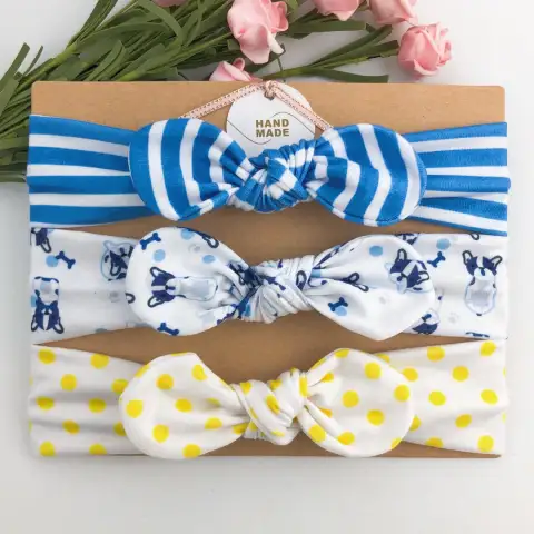 3Pcs Lot Colorful Boho Newborn Toddler Headband Ribbon Elastic