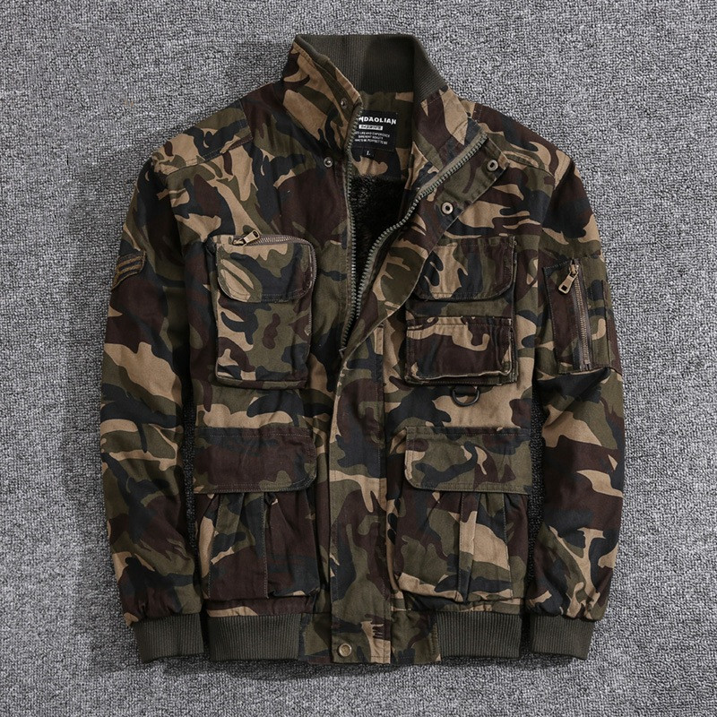 Plush Multi-pocket Work Clothes Top