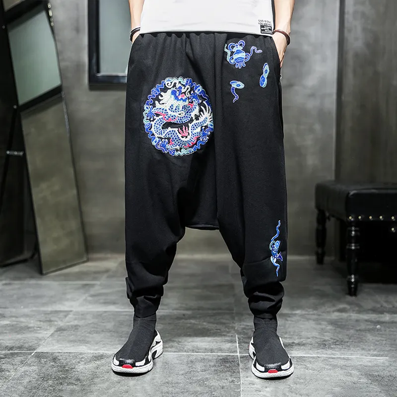Autumn Country ChaoLong Embroidery Casual Pants Loose