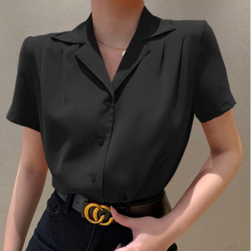Sleeve Shirt Women''s Summer Fashion Slim Solid Color Top