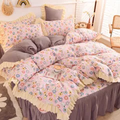 Girly Heart Lace Bed Skirt Princess Style Duvet Cover Bedding - G - View 1