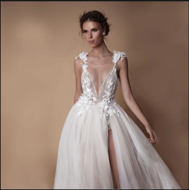 Angel Wedding Dress, Diamond Lace Collar, High