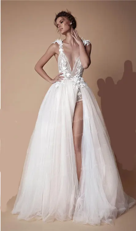 Angel Wedding Dress, Diamond Lace Collar, High