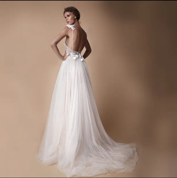 Angel Wedding Dress, Diamond Lace Collar, High