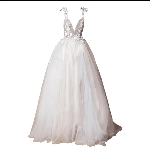 Angel Wedding Dress, Diamond Lace Collar, High
