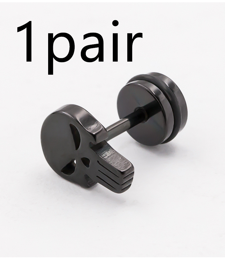 Skull Head Men's Titanium Steel Hypoallergenic Stud Earrings