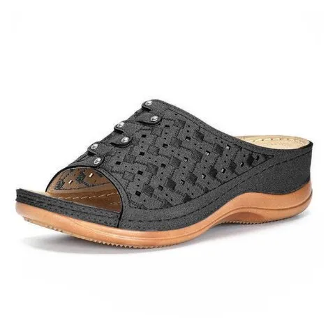 Thick Soled Hollow Casual Women's Sandals Black - Shop at LoveMi
