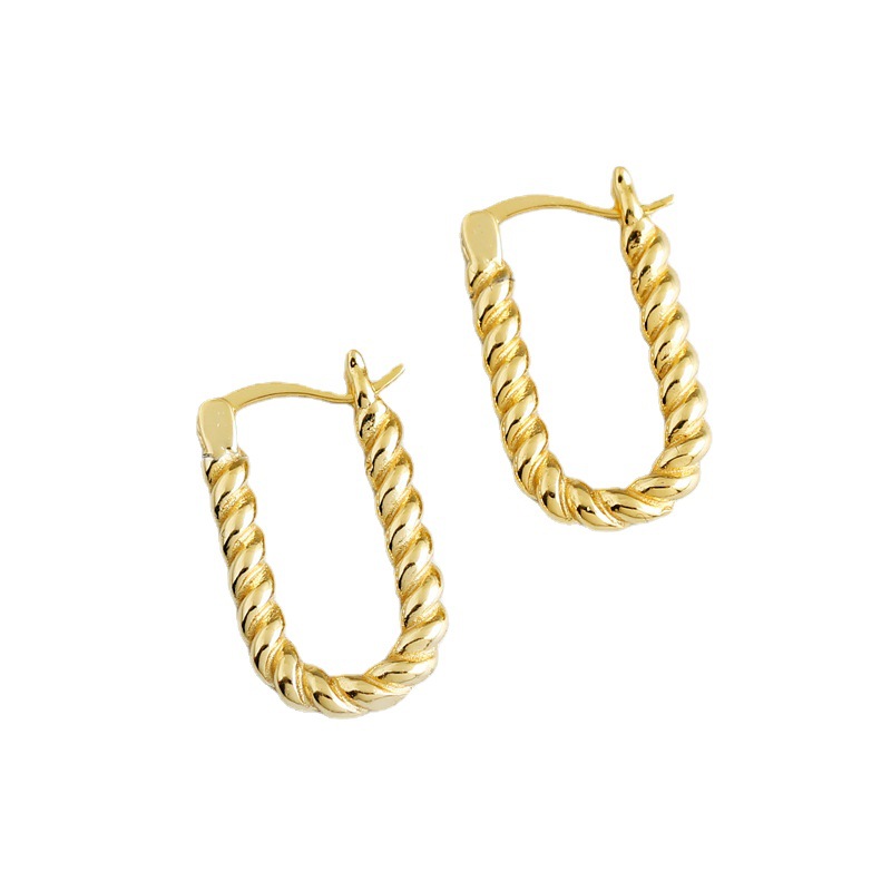 Twisted Rope U-Shaped Golden S925 White Fungus Buckle