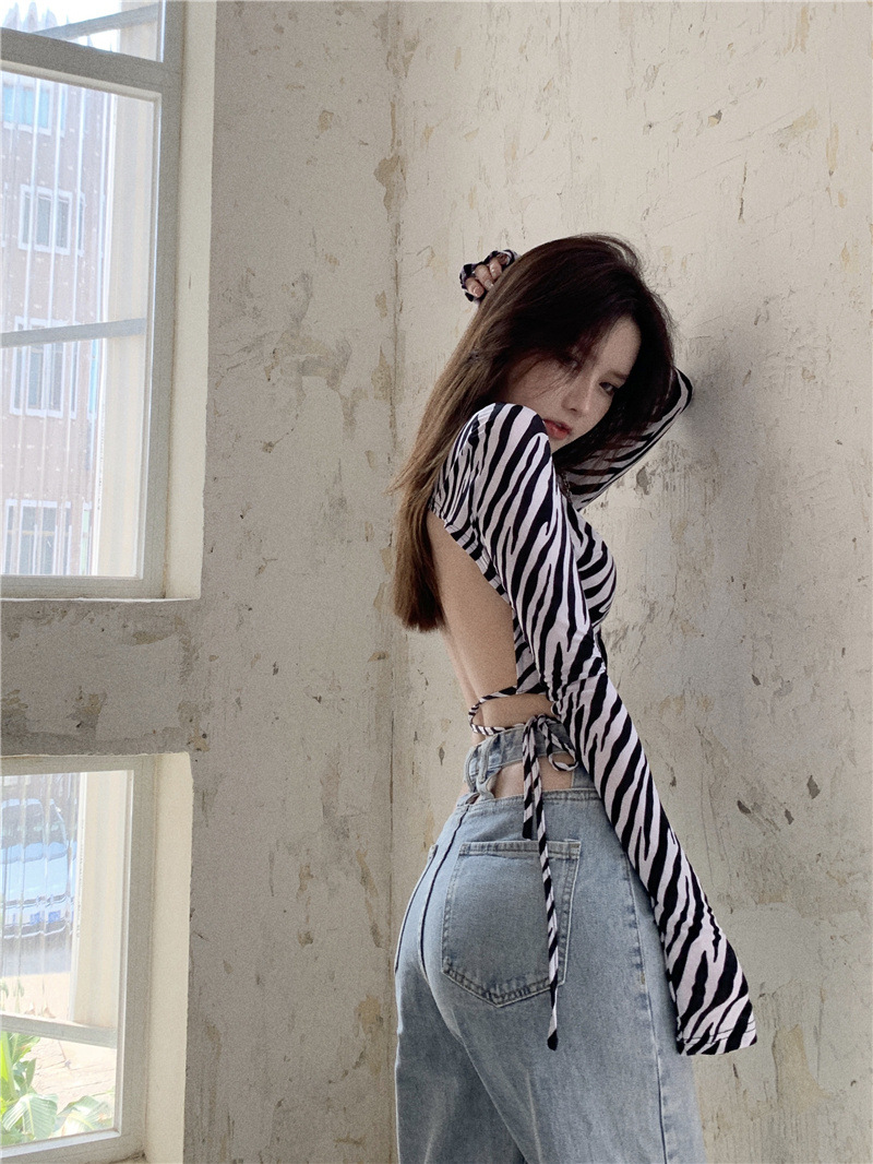 Sexy Skinny Zebra Print Long Sleeve T-Shirt