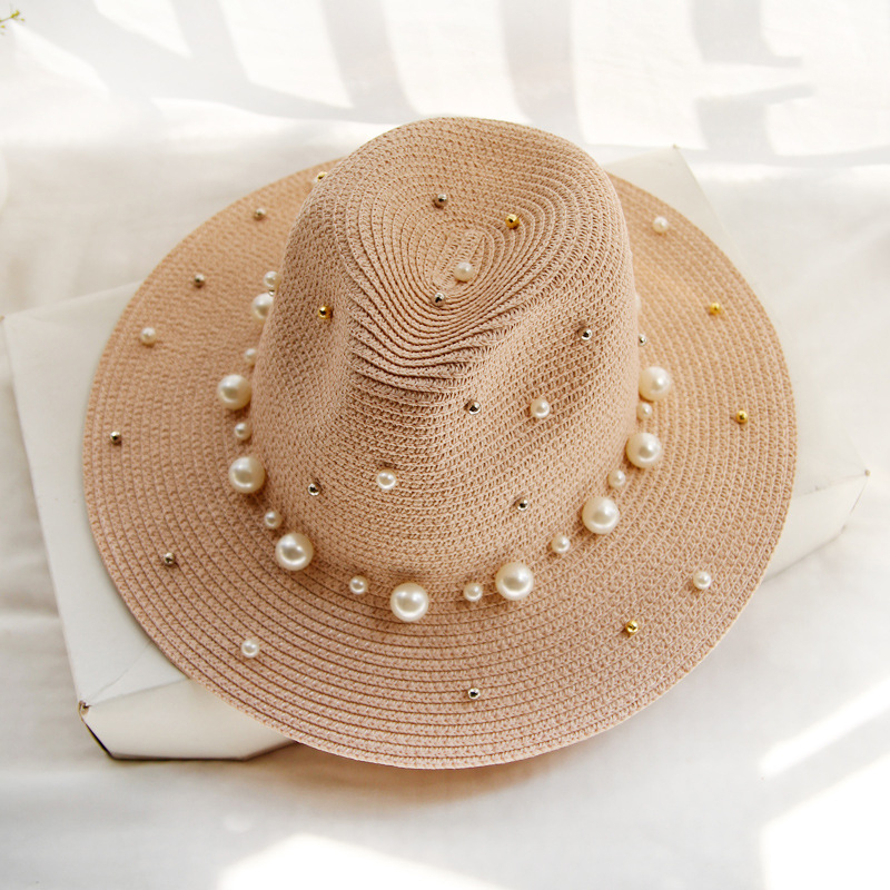 Title 2, Fashion Simple Pearl Vide Brim Sunhat