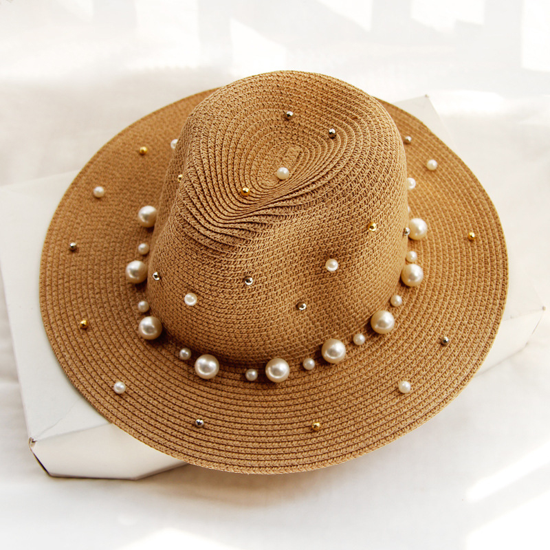 Title 5, Fashion Simple Pearl Wide Brim Sunhat