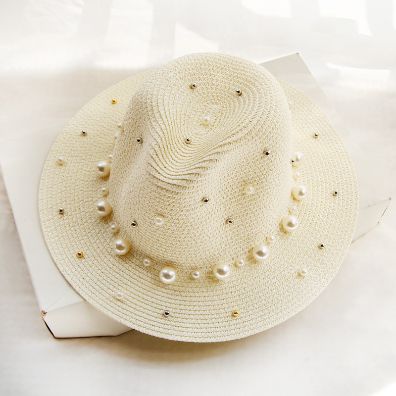 Title 3, Fashion Simple Pearl Vide Brim Sunhat