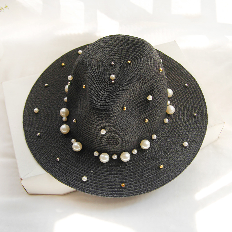 Title 4, Fashion Simple Pearl Vide Brim Sunhat