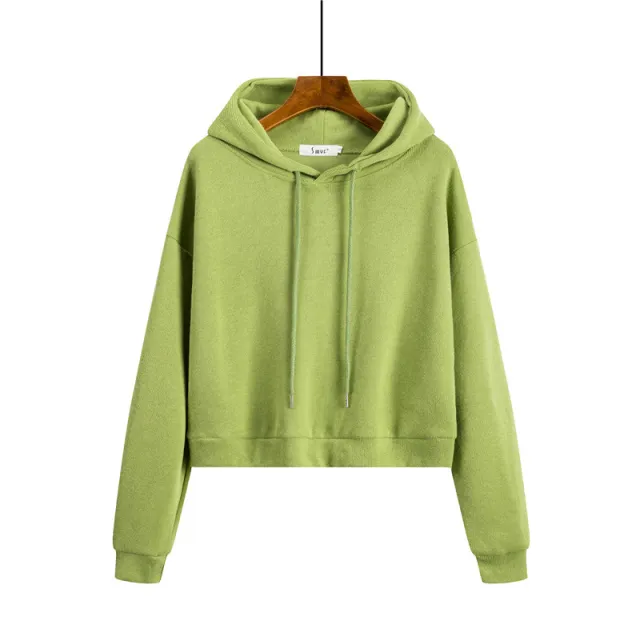 Women's Short Hooded Sweater Loose Thin Long Sleeved Jacket Green - Shop at LoveMi
