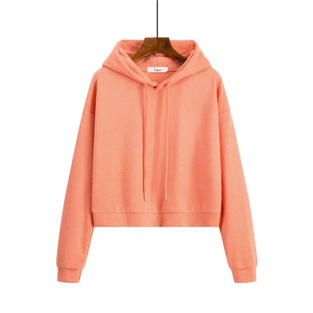 Women's Short Hooded Sweater Loose Thin Long Sleeved Jacket Pink - Shop at LoveMi