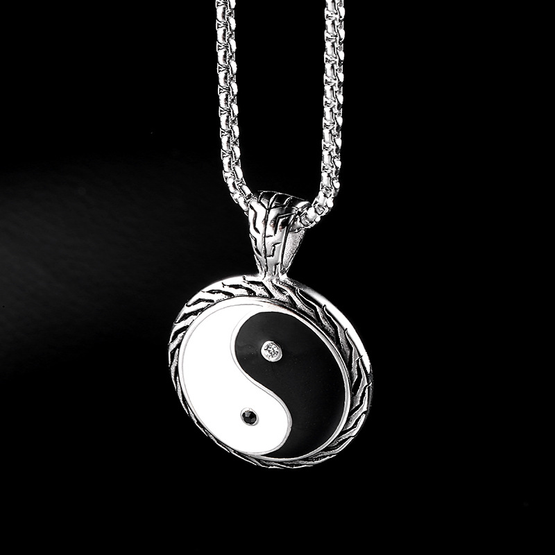 Fashion Tai Chi Pattern Titanium Steel Necklace