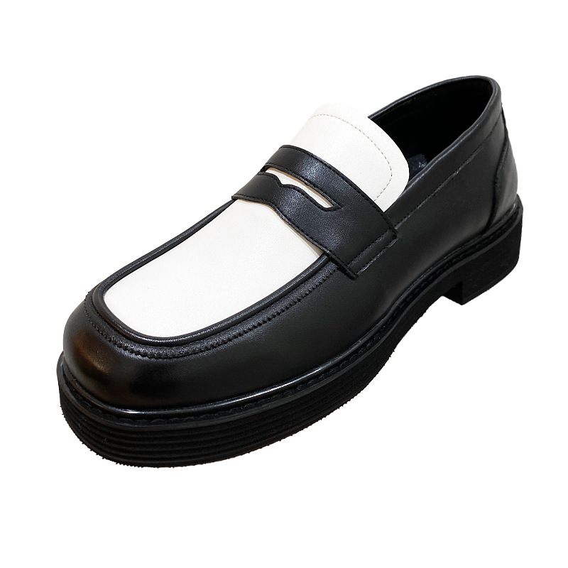 British Style Men's Black And White Color Matching Shoes