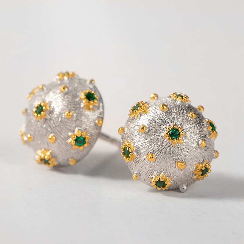 Vintage Zircon 925 Silver Earrings