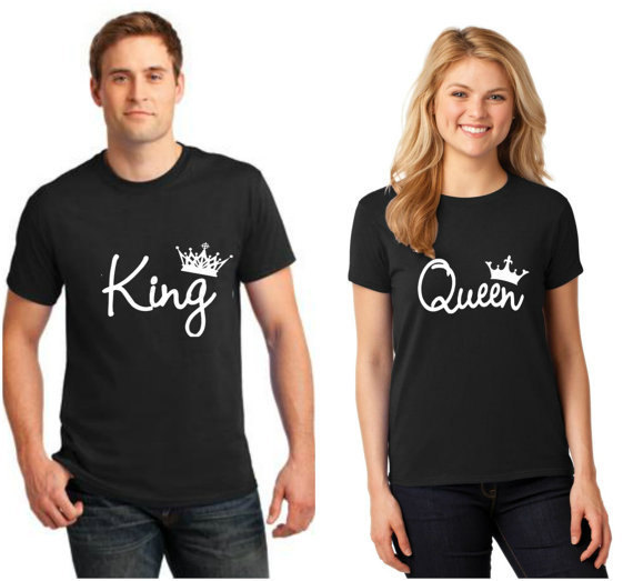 Kingqueen Crown Print Couple T-Shirt