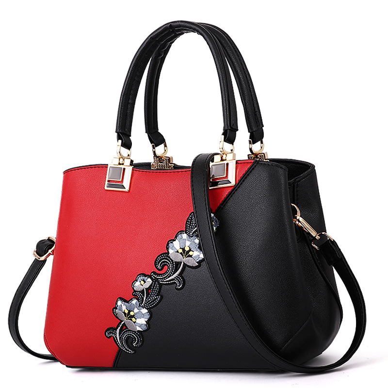 New Fashion Women'S Bag Foreign Trade Handbag Korean Color Contrast Hair Ball