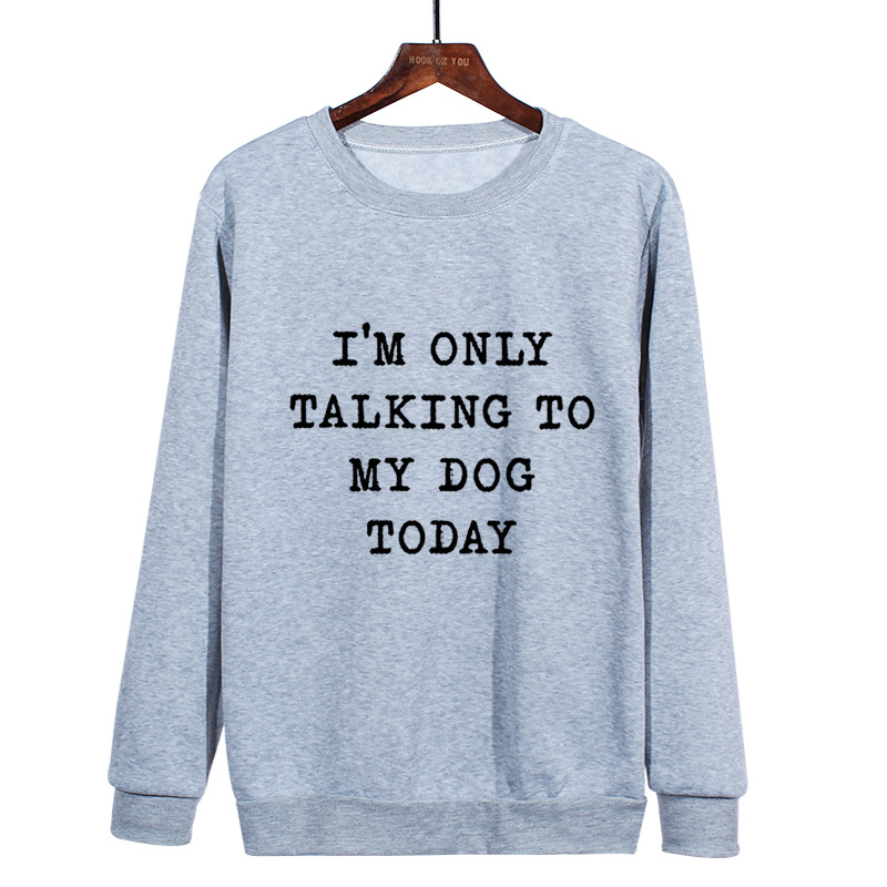 New English Letter Printed Round Neck Pullover Sweater