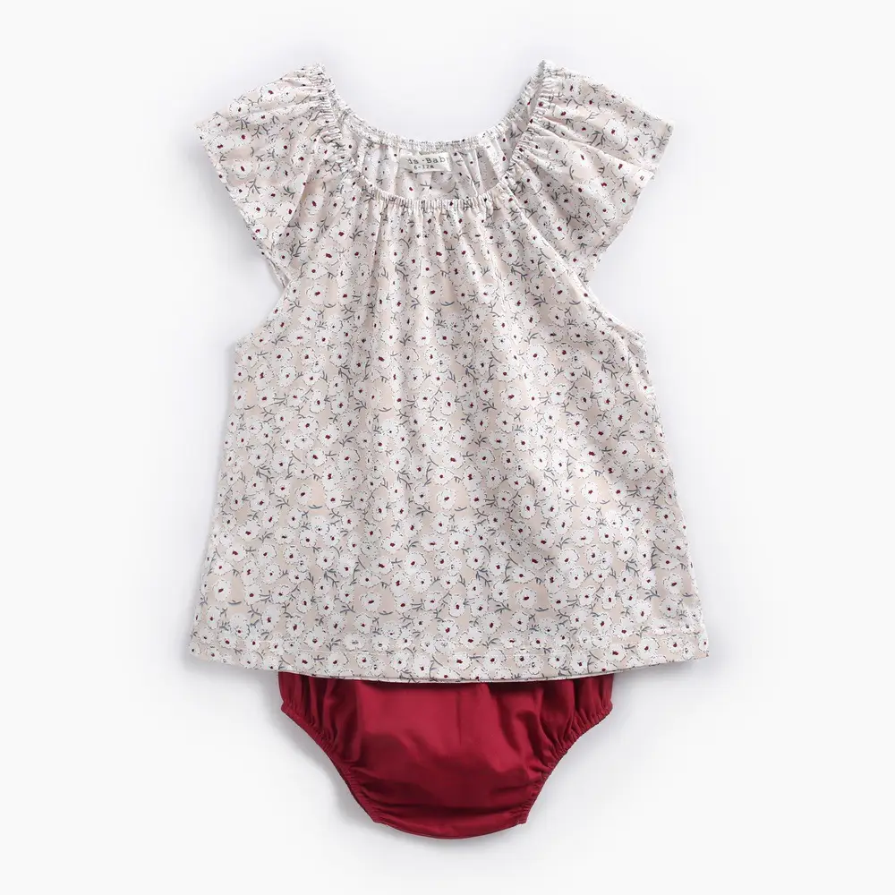 Newborn Children's Clothing Summer Ins Cotton PrintedTwo-Piece Floral T-Shirt Briefs Baby Suit