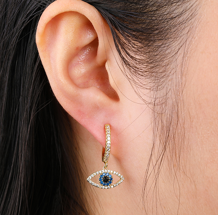 European And American Fashion Mini Ins Net Red Stacked Geometric Ring Earrings Simple Wild Ear Buckle Zircon Earrings Women
