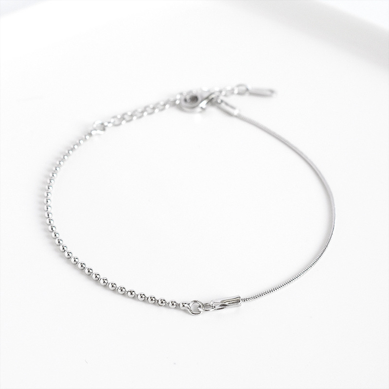 Sterling Silver Bead Stitching Snake Bone Chain
