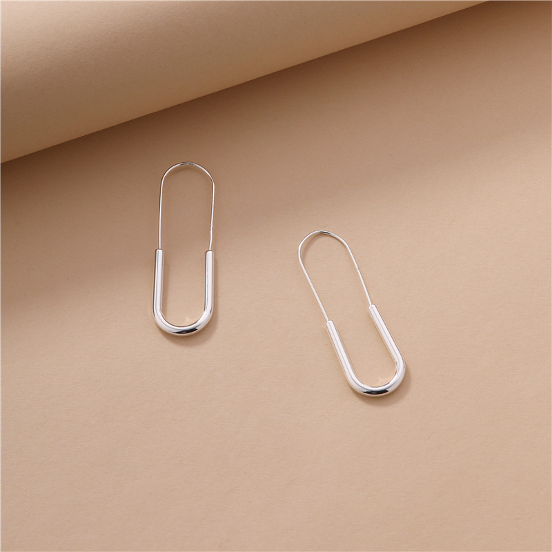 Brass Accessories U shaped Geometric Women's Earrings Sliver - Shop at LoveMi