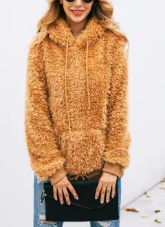 New Arrivals Autumn And Winter Hooded Pockets Long-Sleeved Blouse - Yellow - View 1