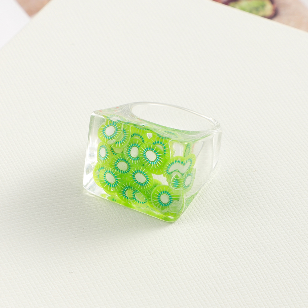 Simple Retro Inlaid Resin Ring Dongdaemun Xiaoyema Hyuna Resin Fashion Jewelry