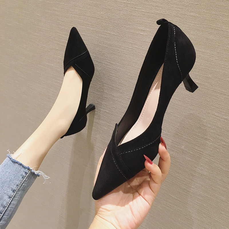 High Heels Stiletto Pointed Toe Suede Girly Style Women's Single Shoes