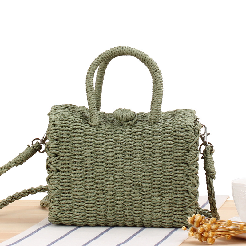 Crossbody Carrying Casual Straw Beach Bag Green - Shop at LoveMi