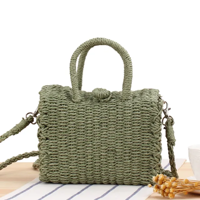 Crossbody Carrying Casual Straw Beach Bag Green - Shop at LoveMi