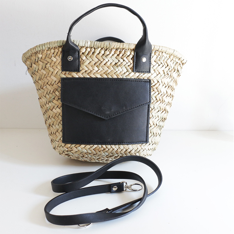 Grass Diagonal Hand Held Women S Straw Bag Black - Shop at LoveMi
