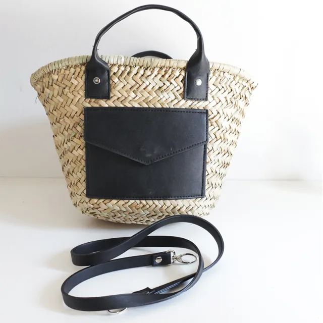 Grass Diagonal Hand Held Women S Straw Bag Black - Shop at LoveMi
