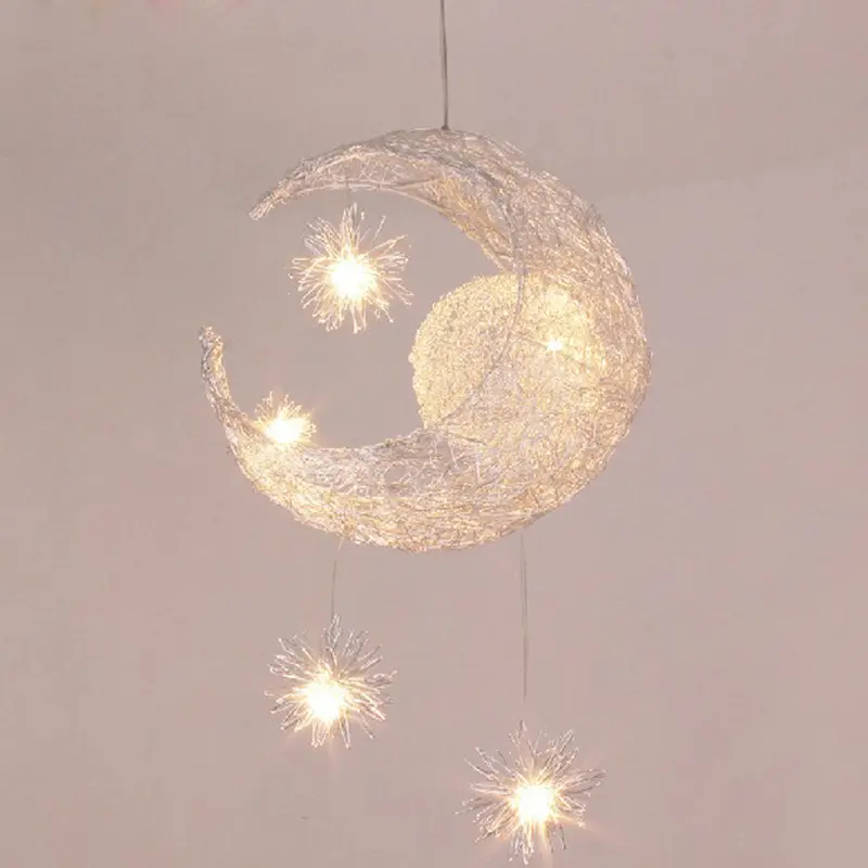 Aluminum Wire Star Moon Chandelier Restaurant Bar